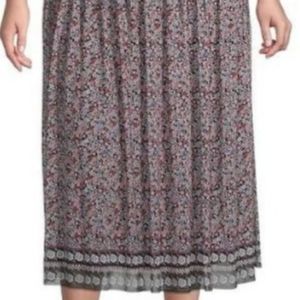 Women's smocked floral maxi skirt